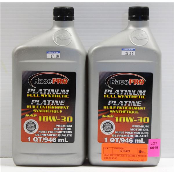 BAILIFF SEIZURE: 2 MOBIL 1 MOTOR OIL 10W-30
