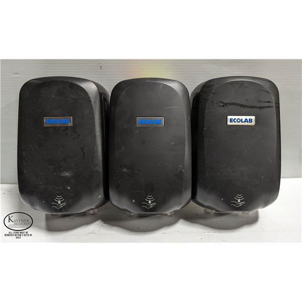 THREE ECOLAB MOTION ACTIVATED SOAP DISPENSERS