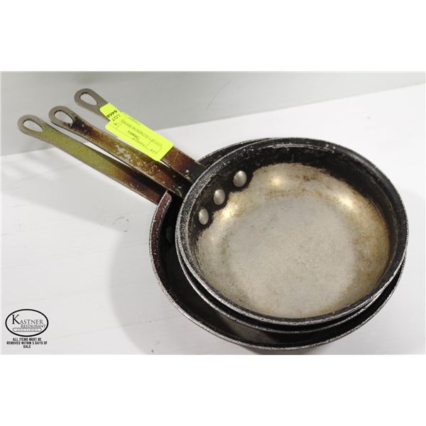 LOT OF 3 ALUMINUM FRYING PANS