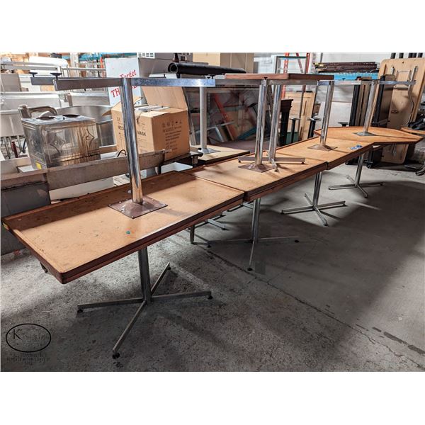 LARGE LOT OF NINE DINING TABLES W/ BASES