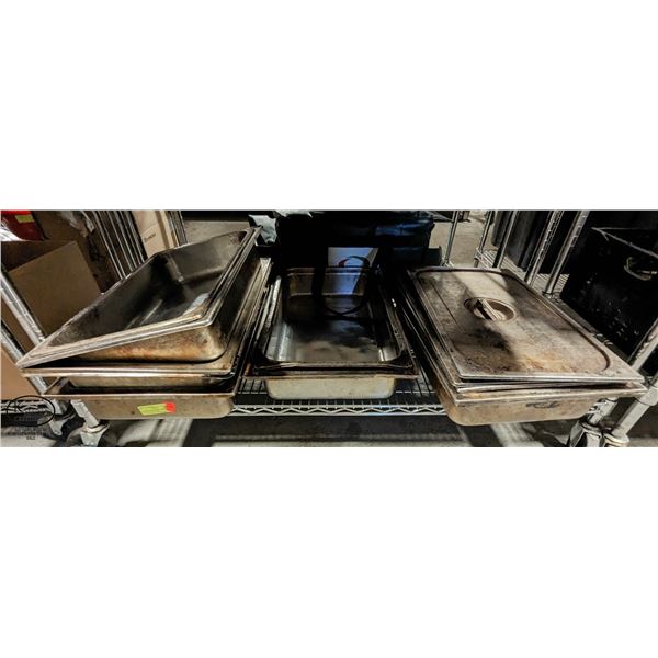 SIX STAINLESS STEEL WATER PANS W/ FULL SIZE INSERT