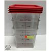 Image 1 : THREE CAMBRO 8QT DRY INGREDIENT BINS W/ 3 LIDS
