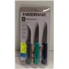 Image 1 : NEW SEALED FARBERWARE 3 PIECE PARING KNIFE SET