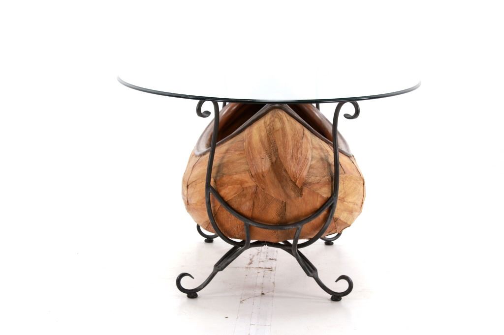 Big Sky Carvers Canoe Coffee Table with Glass Top