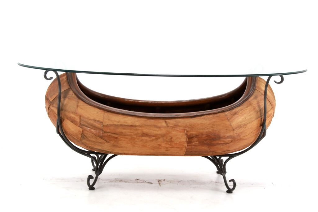 Big Sky Carvers Canoe Coffee Table with Glass Top
