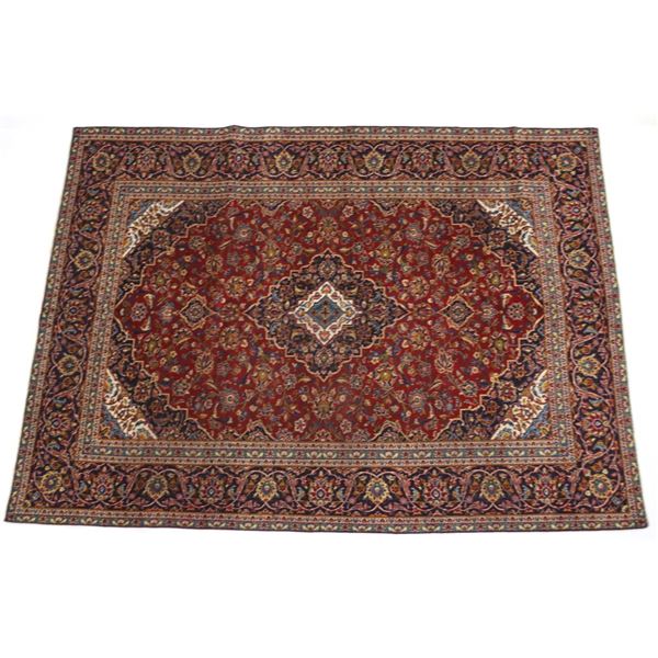 1930's Kashan Persian Hand Knotted Wool Area Rug