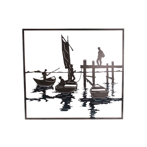 Metal Wall Art Fishing and Docking Scene