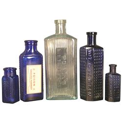 Lot of Five Misc. Poison Bottles