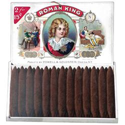Roman King Cigars, cardboard easel back sign