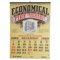 1929 Calendar for the Economical Fire Insurance