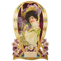 1909 Embossed Die Cut Calendar