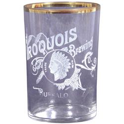 Iroquois Brewing Co. Etched Gold Rimmed Glass