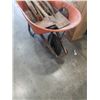 Image 2 : METAL WHEELBARROW, GARDEN TOOLS AND SAW BLADES