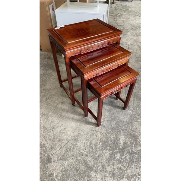 3 PIECE ROSEWOOD NESTING ENDTABLE SET