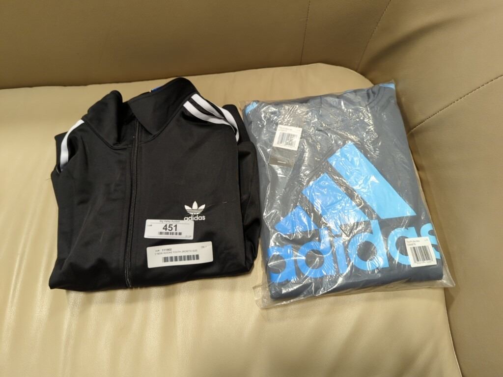 2 NEW ADIDAS YOUTH JACKETS SIZE LARGE