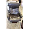 Image 2 : HJELLEGJERDE LEATHER SWIVEL RECLINING ARMCHAIR WITH FOOTSTOOL