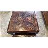 Image 2 : VINTAGE EASTERN TABLE WITH 4 NESTING STOOLS - 2 FOOT X 2 FOOT X 17 INCHES TALL
