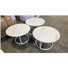 Image 1 : 3 PIECE ROUND METAL COFFEE TABLE SET - METAL WITH STONE LOOK TOP