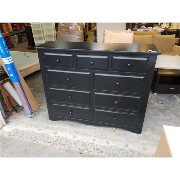 BLACK 9 DRAWER WOOD DRESSER