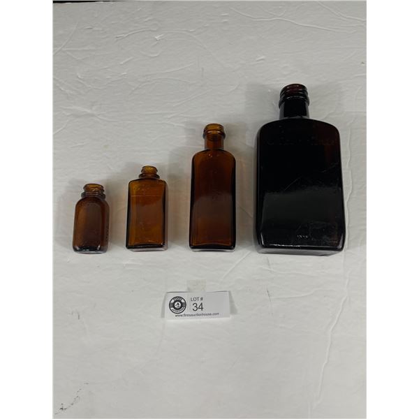 Lot of Vintage Brown Glass Medicine Bottles