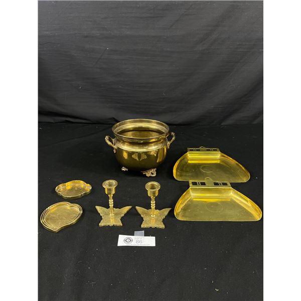 Collectible Brass Lot,Candle Holders, Pot, etc