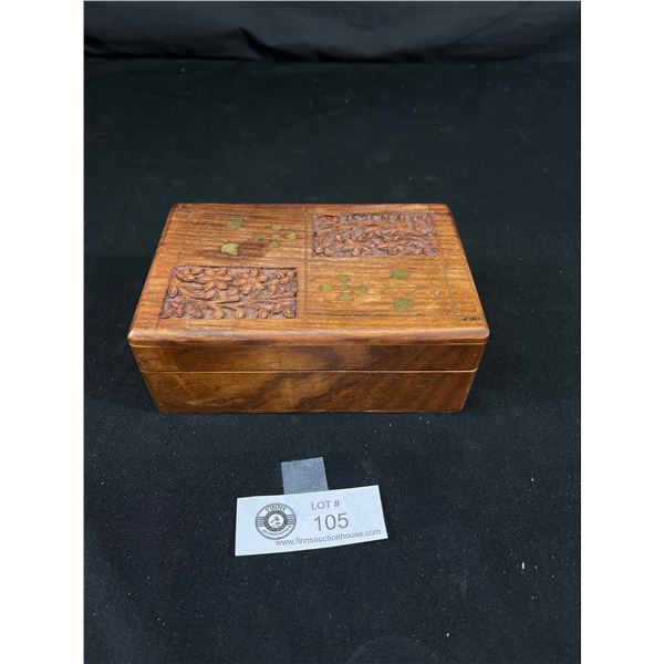 Vintage Wooden Inlaid box w/Collectibles