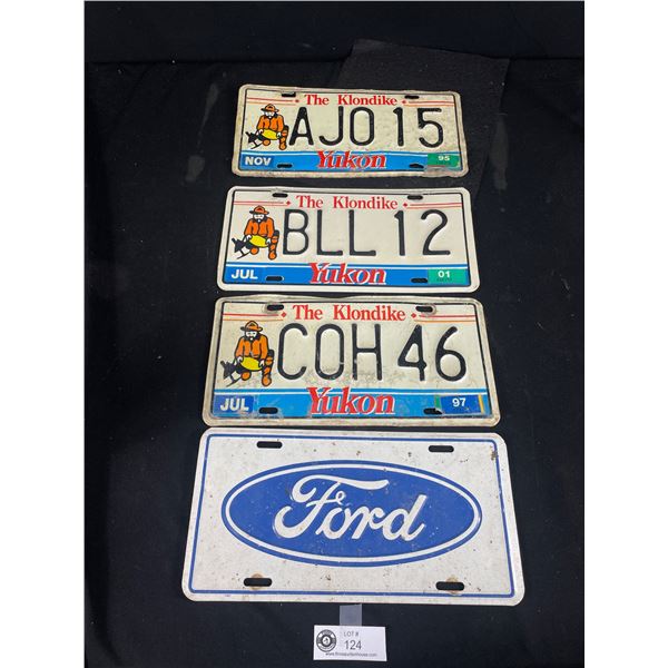 Lot of 3 Vintage Yukon License Plates plus Ford Plate