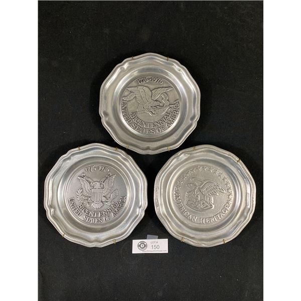 3- 1776-1976 USA Bicentennial Pewter Plaques