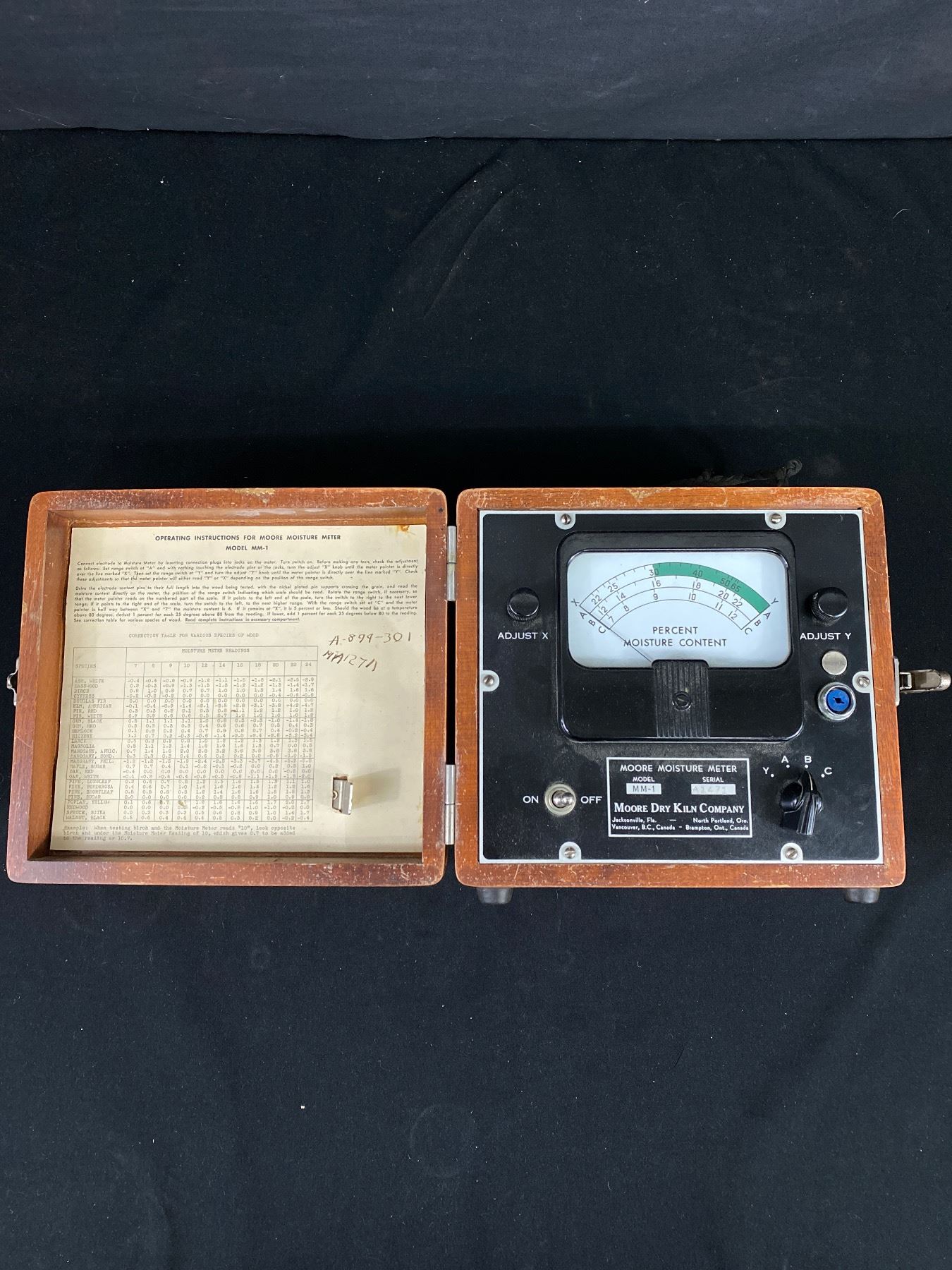 Vintage Moore Moisture Meter For Wood, Moore Dry Kiln Company