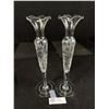 Image 2 : Fabulous 1940's Pair of Etched Glass Bud Vases - 10" Tall, Numbered & Vancouver Stamp