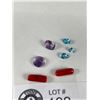 Image 2 : Natural Gemstones 13.285 ct. Various Sizes & Cuts- Amethyst,Coral, Swiss Blue Topaz