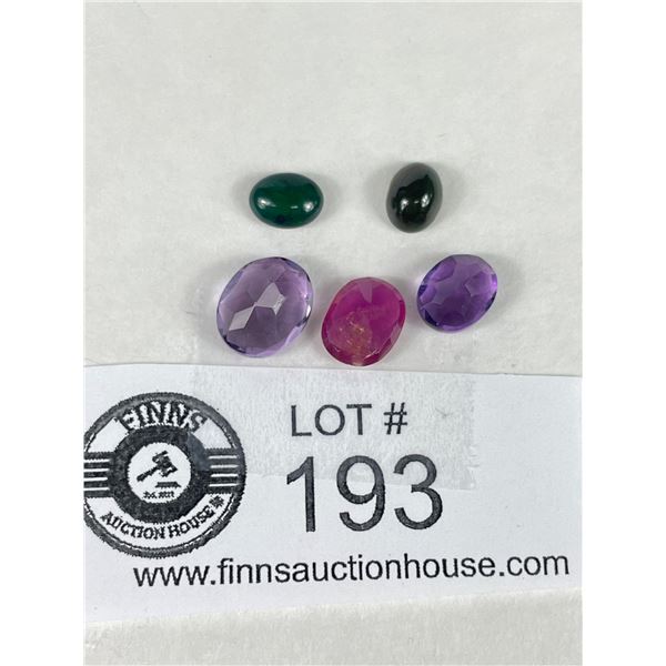 Natural Gemstones 9.845 ct. Various Sizes and Cuts - Amethyst, Ruby, Black Opal