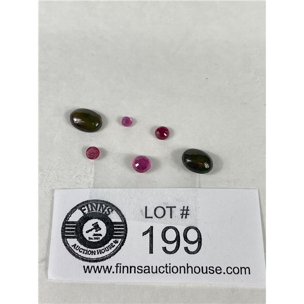 Natural Gemstones 3.995 ct Various Sizes & Cuts- Black Opals, Ruby