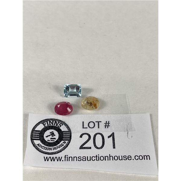 Natural Gemstones 6.995 ct Various Sizes & Cuts - Yellow Sapphire, Ruby,Sky Blue Topaz