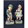 Image 2 : Pair of 1950's Swiss Boy & Girl Figurines and Pair of Ceramic/Porcelain Horses, dated 1958