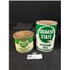 Image 1 : Vintage Quaker State 1 Lb Wheel Bearing Lubricant Tin plus Quaker State Motor Oil Tin