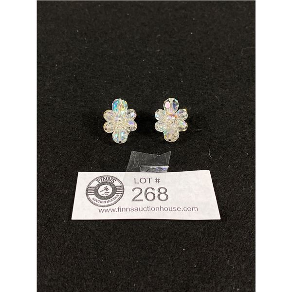 Signed Sherman Crystal Earrings