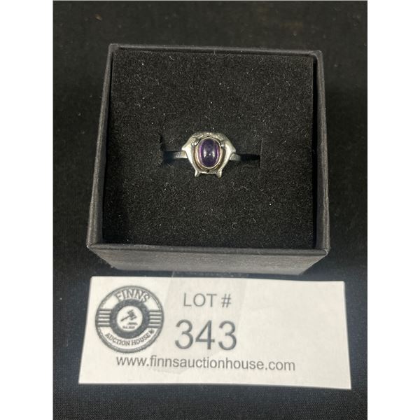 Vintage 925 Sterling Silver with Amethyst Stone Pinky Ring Size 5