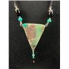 Image 2 : Vintage Silver Framed Turquoise Pendant with Black Card Necklace & Pair of Matching Earrings