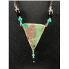 Image 2 : Vintage Silver Framed Turquoise Pendant with Black Card Necklace & Pair of Matching Earrings