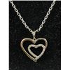 Image 3 : 925 Sterling Silver Double Heart Pendant Necklace Set with 12 Diamonds