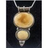 Image 2 : Vintage Silver Tone with Bone Pendant Necklace 15" Length