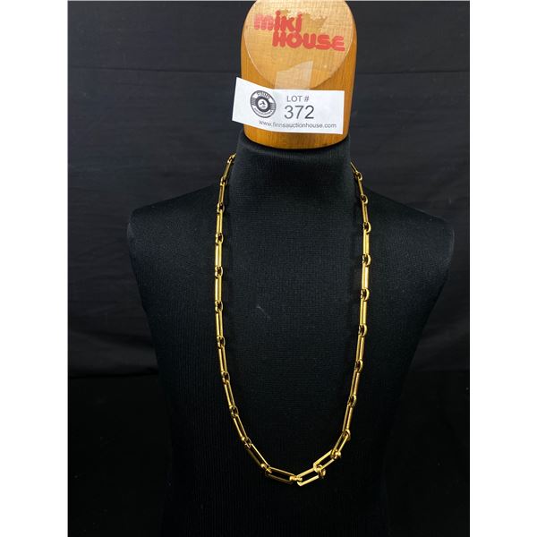 Unusual Heavy Gold Plated Links Necklace Extra Long 24"