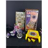 Image 1 : Vintage Casino Arcade Game in Box + 2 Toy Bikes and Tricycles