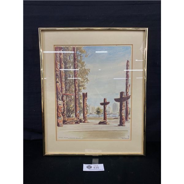  Totem Poles-Vancouver Skyline  By Rod Romand. Framed Picture