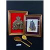 Image 1 : RCMP Lot. Large Framed Wall Emblem,Musical Ride Framed Print, & Brush and Mirror( NO Glass) As Found