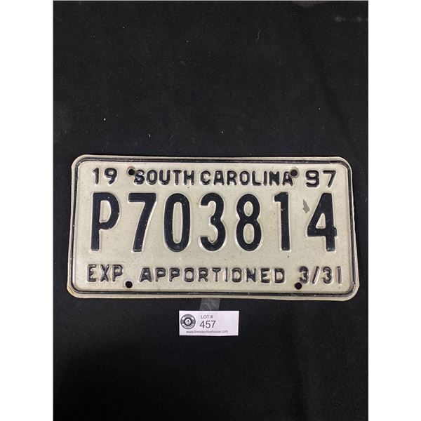 Vintage South Carolina Apportioned License Plate