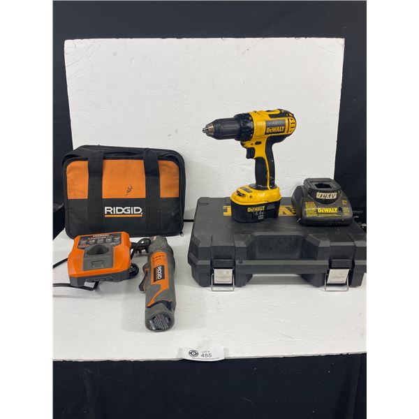 Duwalt Cordless Drill w/ Charger and Rigid Job Max w/ Charger in Case