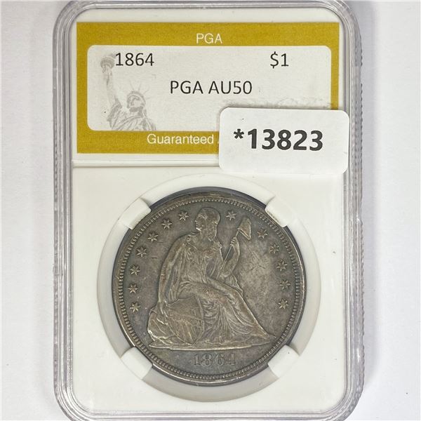 1864 Seated Liberty Dollar PGA AU50