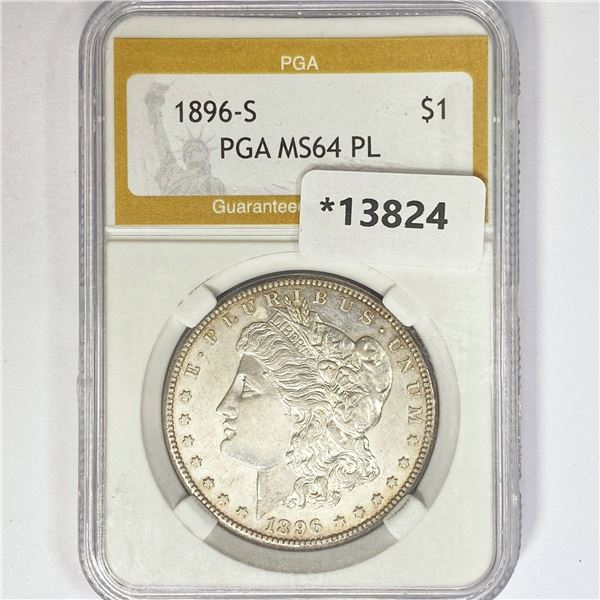 1896-S Morgan Silver Dollar PGA MS64 PL